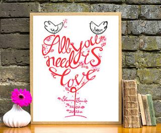 personalised wedding gift print by wetpaint