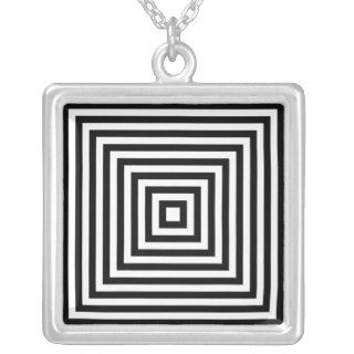 Op art Black & White Infinity Squares Illusion Necklaces
