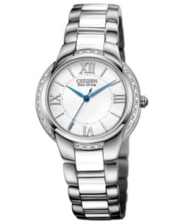 Citizen Womens Eco Drive Bella Diamond Accent Stainless Steel Bracelet Watch 30mm EM0120 58A   Watches   Jewelry & Watches