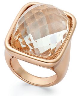 Bronzarte 18k Rose Gold over Bronze Ring, White Quartz Square Ring (24 1/5 ct. t.w.)   Rings   Jewelry & Watches