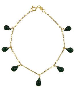 14k Gold Bracelet, Green Chalcedony Briolette Bracelet (4 7mm)   Bracelets   Jewelry & Watches