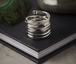 silver twist detail ring by lime lace