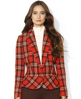 Lauren Ralph Lauren Single Button Plaid Peplum Blazer   Jackets & Blazers   Women