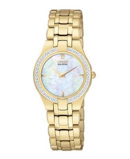 Citizen Womens Eco Drive Stiletto Diamond Accent Gold Tone Stainless Steel Bracelet Watch 26mm EG3152 56D   Watches   Jewelry & Watches