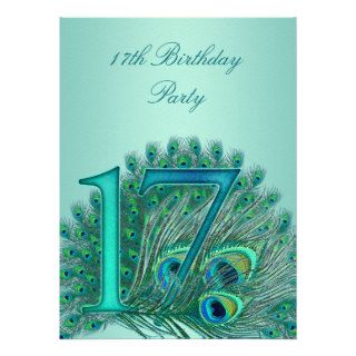 17 birthday peacock template age number custom announcements