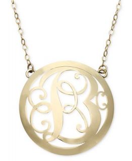 14k Gold Necklace, B Initial Scroll Circle Pendant   Necklaces   Jewelry & Watches