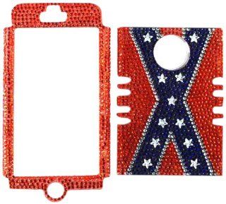 Cell Armor I5 RSNAP FD185 Rocker Snap On Case for iPhone 5   Retail Packaging   Diamond Crystal Rebel Flag Cell Phones & Accessories