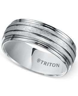 Triton Mens White Tungsten Carbide Ring, 8mm Comfort Fit Wedding Band   Rings   Jewelry & Watches