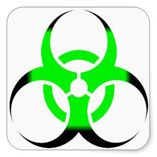 Biohazard Symbol Zombie Green and Black Square Sticker