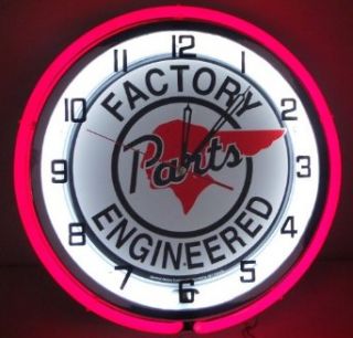 Pontiac Indian Head Factory Engineered Parts 18" Double Neon Light Wall Clock Red   Led Household Light Bulbs  