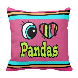 Bright Eye Heart I Love Pandas Pillows
