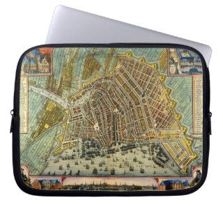 Antique Map of Amsterdam, Netherlands, Holland Laptop Sleeve
