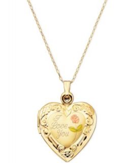 Childrens 14k Gold Necklace, Engraved Heart Locket Pendant   Necklaces   Jewelry & Watches