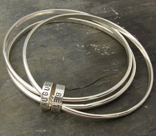 personalised silver hoop bangles by soremi