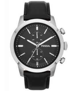 Fossil Mens Agent Black Leather Strap Watch 42mm FS4850   Watches   Jewelry & Watches
