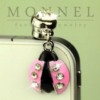 Ip177 Luxury Pink Ladybug Anti Dust Plug Cover Charm for Iphone 4 4s Cell Phones & Accessories