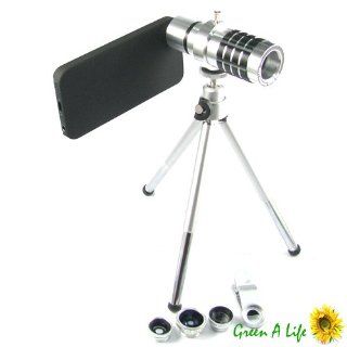 5 in 1 Set Wide + Macro + 180 Fish Eye + 2x Lens + 12x Zoom Camera for iPhone 5 Cell Phones & Accessories