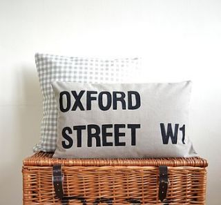 personalised street sign cushion cover by bluebells & bunting