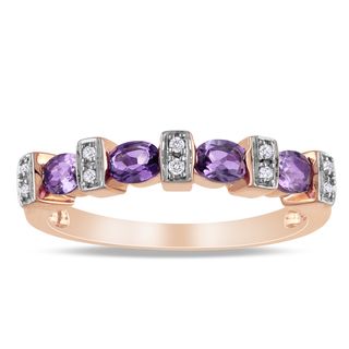 Miadora Pink Plated Silver Amethyst and Diamond Ring Miadora Gemstone Rings