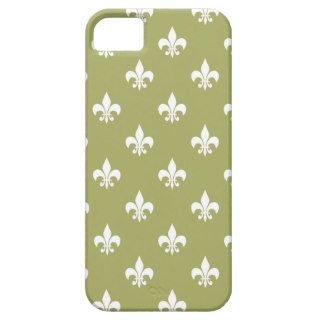 Olive Green and White Fleur de Lis Pattern iPhone 5 Cover