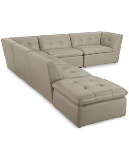 Xavior Leather 6 Piece Modular Sectional   Furniture