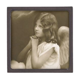 Vintage praying child angel art accessories sepia premium gift box