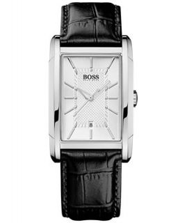 Hugo Boss Watch, Mens Black Leather Strap 1512620   Watches   Jewelry & Watches