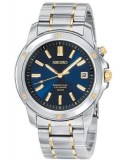Seiko Watch, Mens Solar Two Tone Stainless Steel Bracelet 39mm SNE166   Watches   Jewelry & Watches
