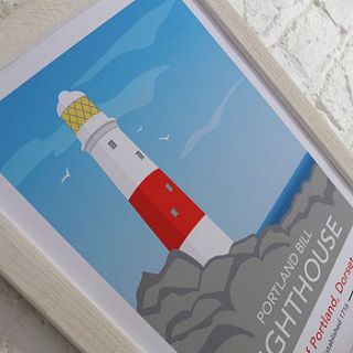 portland bill day time lighthouse poster by tabitha mary