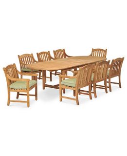 Princeton Teak 9 Piece Set 87 x 47 Oval Table and 8 Dining Chairs   Furniture