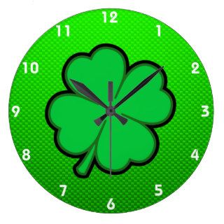 Green Four Leaf Clover Clock