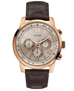 GUESS Mens Chronograph Brown Croco Leather Strap Watch 45mm U0380G4   Watches   Jewelry & Watches