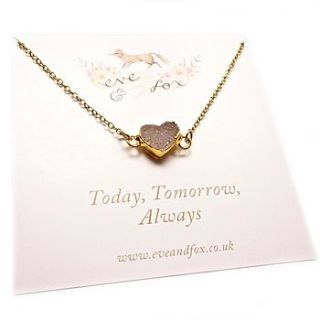 druzy heart stone anniversary necklace by eve&fox