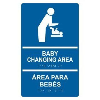ADA Baby Changing Area Bilingual Braille Sign RRB 175 WHTonBLU  Business And Store Signs 
