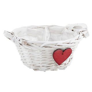 white wicker heart basket by dibor