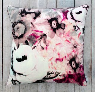 flora printed velvet cushion by jennifer slattery