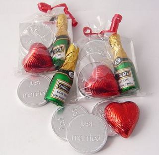 chocolate heart and champagne wedding favour by chocolate by cocoapod chocolate