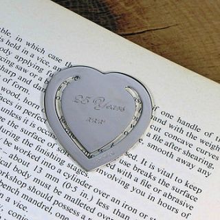 personalised silver heart bookmark by hersey silversmiths