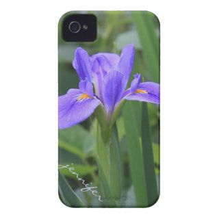 Floral, Blue Iris on Green, Personalized iPhone4 Case Mate iPhone 4 Case