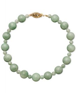 14k Gold Bracelet, Jade Bead Strand   Bracelets   Jewelry & Watches