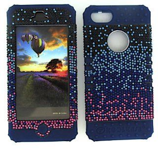 3 IN 1 HYBRID SILICONE BLING COVER FOR APPLE IPHONE 5 HARD CASE SOFT DARK BLUE RUBBER SKIN BLACK BLUE PINK DB FD173 KOOL KASE ROCKER CELL PHONE ACCESSORY EXCLUSIVE BY MANDMWIRELESS Cell Phones & Accessories