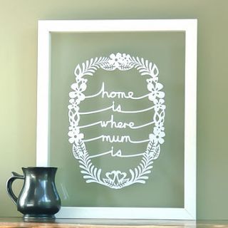 'home is where mum is' papercut wall art by ant design gifts