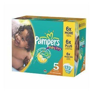 Pampers Baby Dry Diapers, Economy Plus Pack, Size 5, 27 35 lbs, 172 count Health & Personal Care