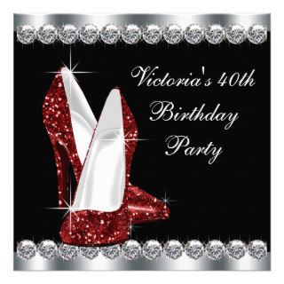 Womans Ruby Red Birthday Party Custom Announcement