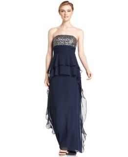 Calvin Klein Dress, Strapless Sequin Tiered Gown   Dresses   Women