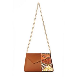 leather clutch bag with mixed print by mefie