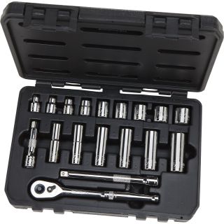 Klutch 3/8in.-Drive Socket Set — 18-Pc., SAE  3/8in. Drive Sets