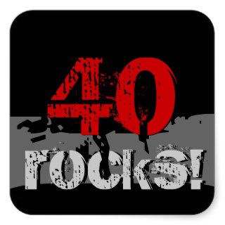 40 Birthday   40 Rocks Grunge Red and Black Sticker