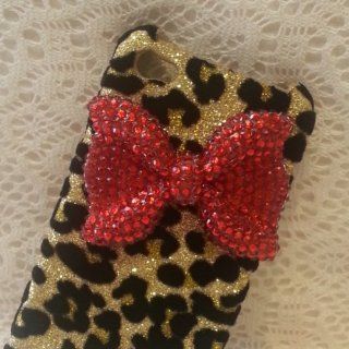 Bling Shiny 3D Black BOW Leopard Key Case Cover For iPhone 4 4S 4G 5 5S 5G Samsung Galaxy S 3 III i9300 S 4 IV i9500 (iPhone 4 4S 4G, Red Bow) Cell Phones & Accessories