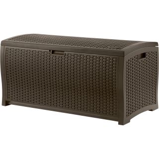 Suncast Wicker-Style Resin Deck Box — 99-Gallon Storage Capacity, Model# DBW9200  Patio Storage